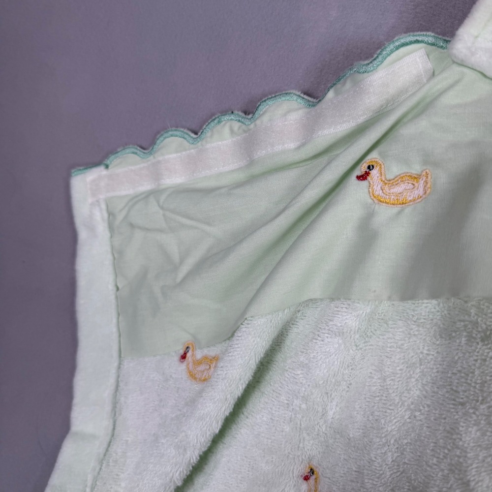 Y2K Vanity Fair Spa Wrap Women L/XL Mint Green Duck Embroidered Scallop - Picture 5 of 11